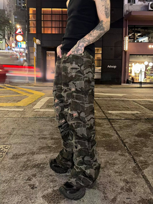 カモフラージュダメージデザインパンツ bt2157