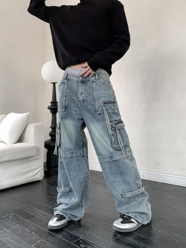 ジップポケットデザインストリートパンツ bt2025