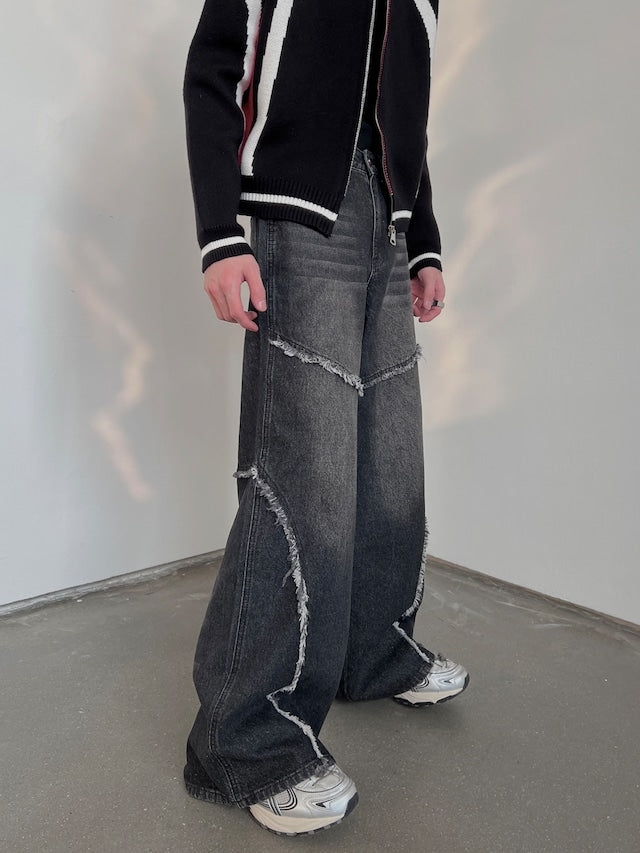 フリンジワイドデニムパンツbt2019