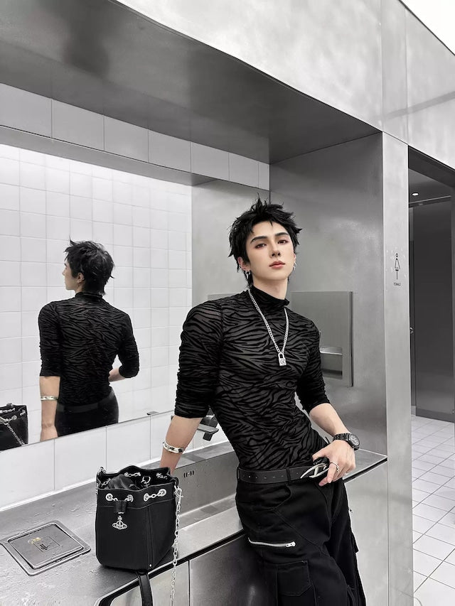 シースルーゼブラデザイントップス bt2132