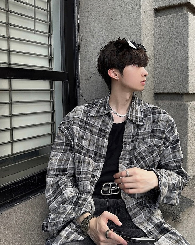 コントラストチェックシャツ bt1555