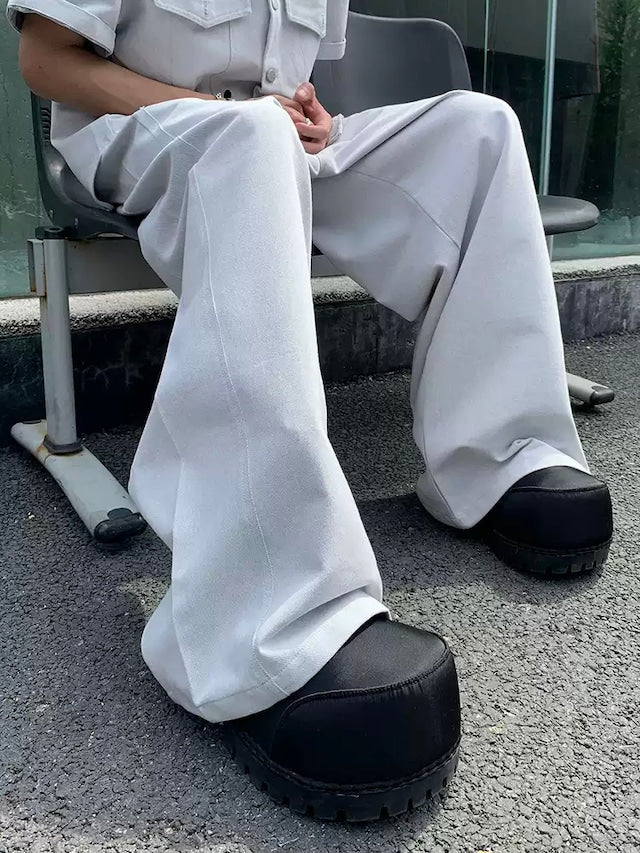 ハイウエストフレアルーズホワイトデニムパンツ bt2102