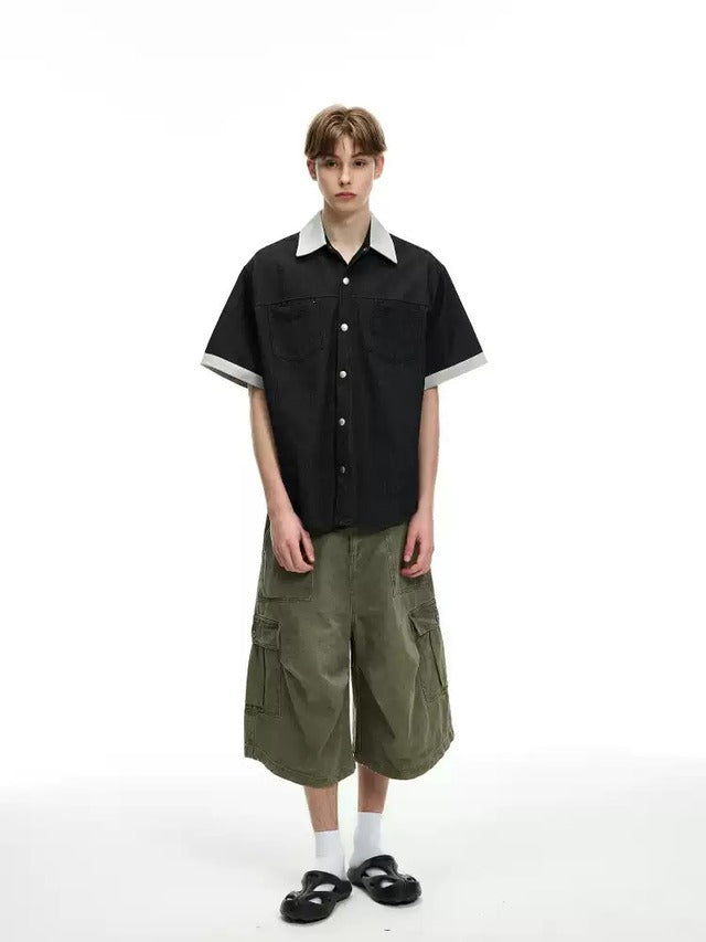 バイカラーコリアンストリートシャツ bt2137