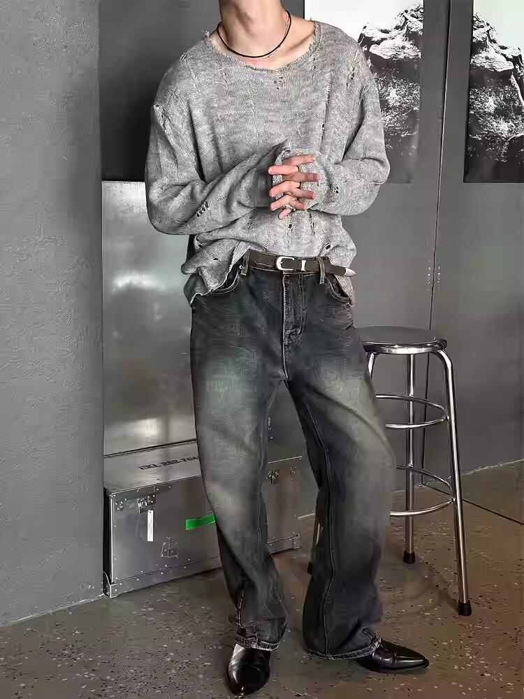 ダメージルーズニットトップス bt2181