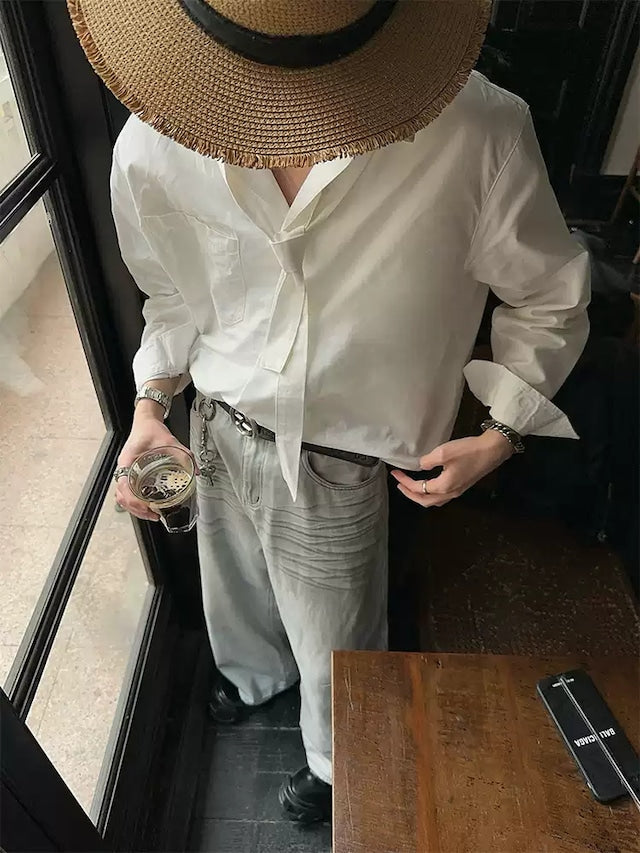 レトロブルーホワイトデニムパンツ bt2075