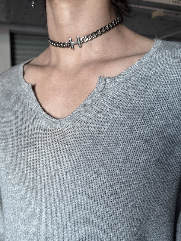 ルーズネックコリアンニットトップス bt2216