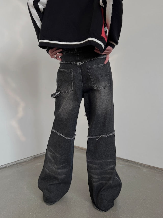 フリンジワイドデニムパンツbt2019
