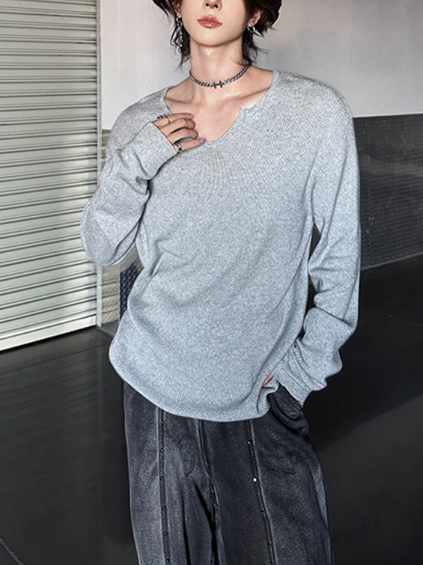 ルーズネックコリアンニットトップス bt2216