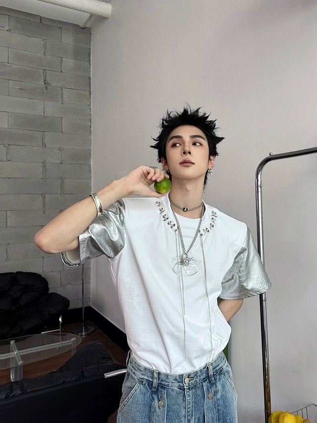 メタリッククロコスリーブTシャツ bt2125