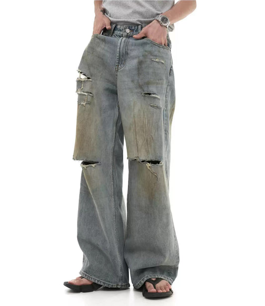 ヴィンテージウォッシュドダメージデニムパンツ bt2111