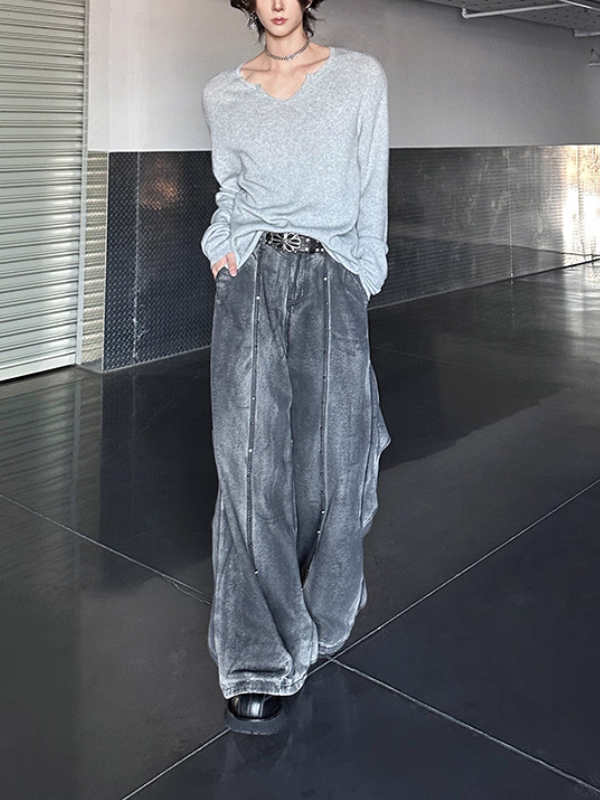 ルーズネックコリアンニットトップス bt2216