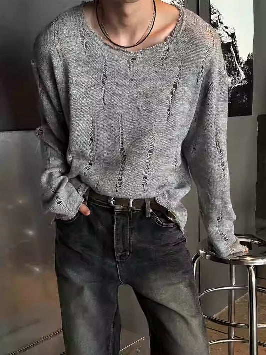 ダメージルーズニットトップス bt2181