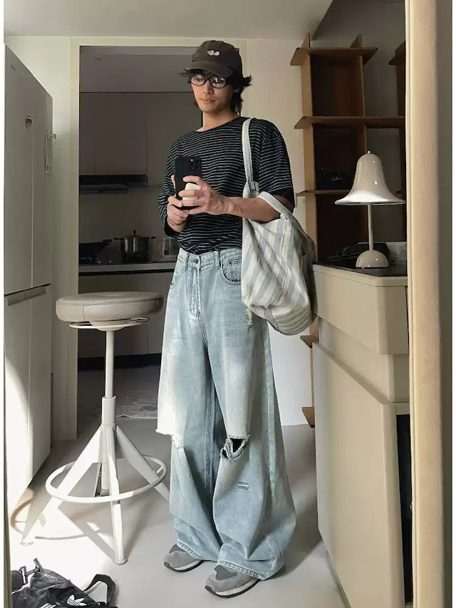 ダメージルーズデニムパンツ bt2116