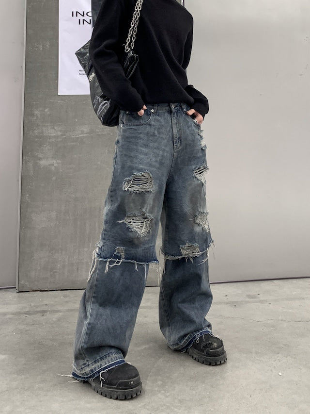 ドッキングダメージデザインデニムパンツ bt2027