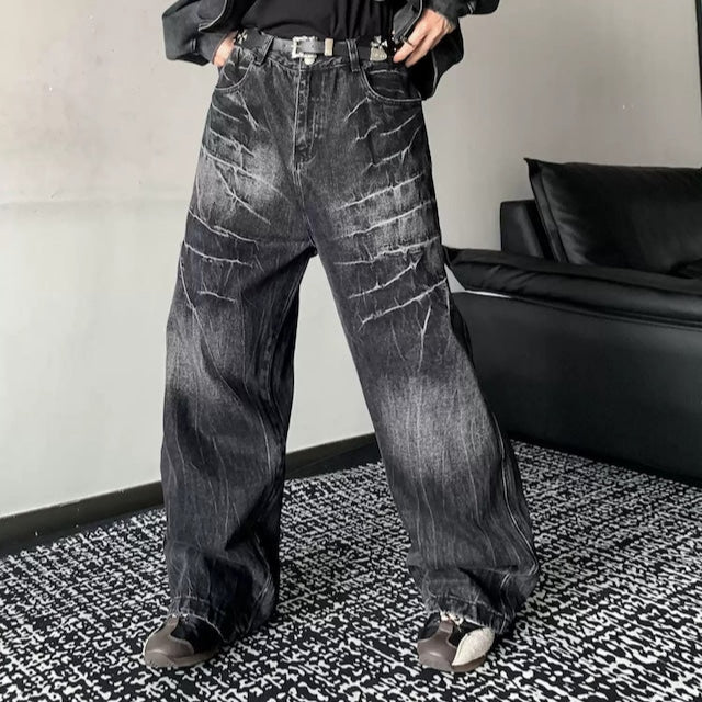 ストリートクラックルーズデニムパンツ bt1929