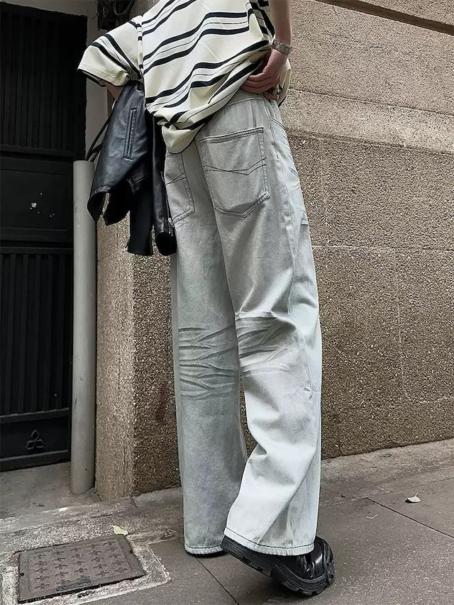 レトロブルーホワイトデニムパンツ bt2075