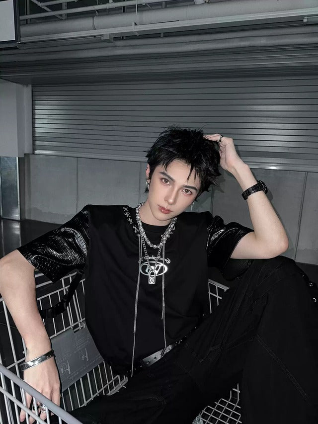 メタリッククロコスリーブTシャツ bt2125