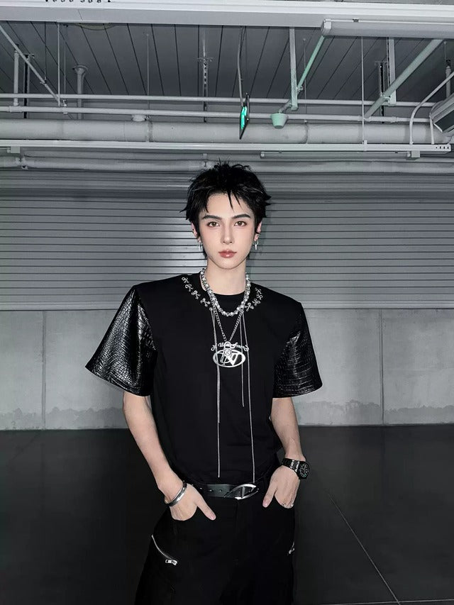 メタリッククロコスリーブTシャツ bt2125