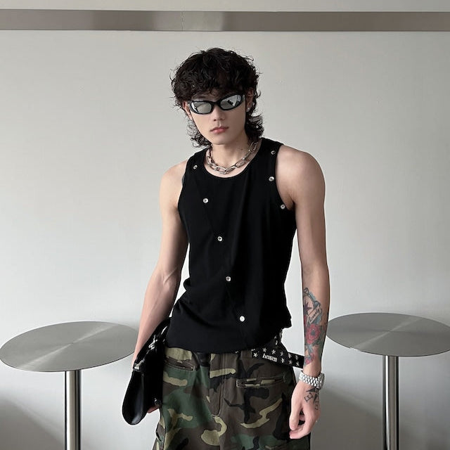 アシンメトリースナップデザインタンクトップ bt2038