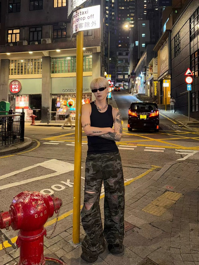 カモフラージュダメージデザインパンツ bt2157