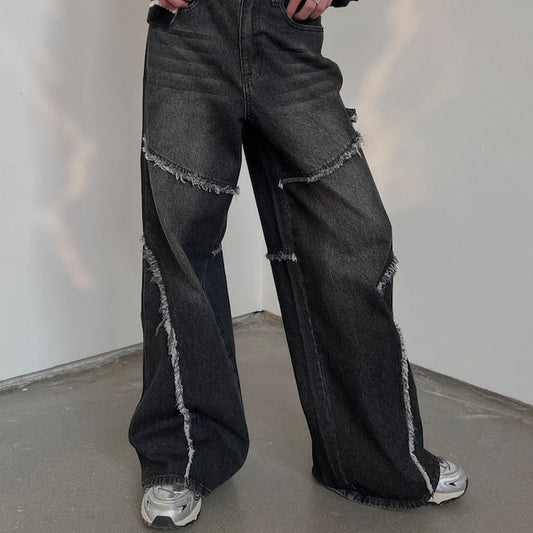 フリンジワイドデニムパンツbt2019