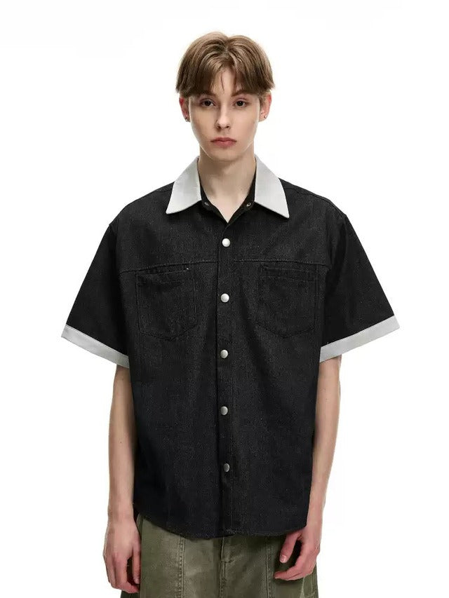 バイカラーコリアンストリートシャツ bt2137