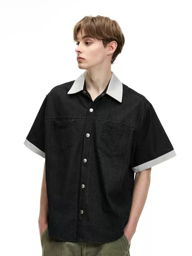 バイカラーコリアンストリートシャツ bt2137