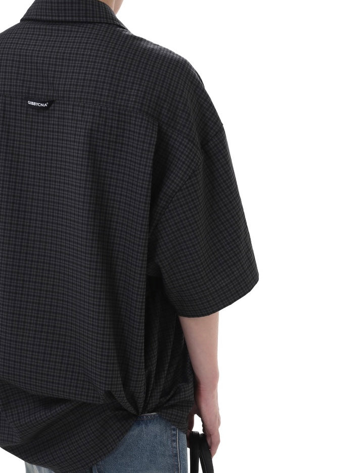 ルーズチェックコリアンシャツ bt2140