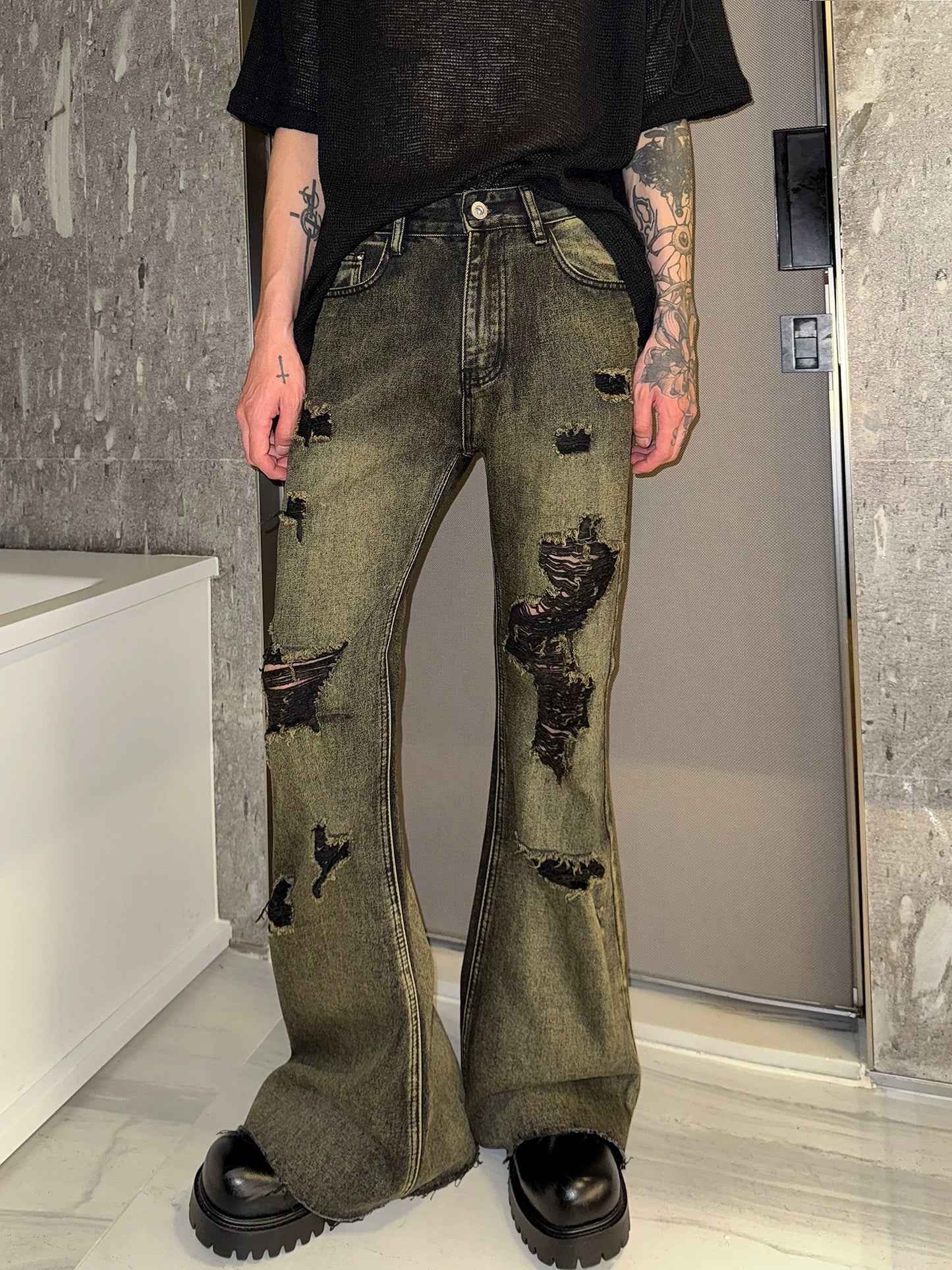 ウォッシュドダメージデニムパンツ bt2156