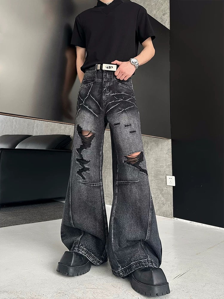 ストリートダメージフレアデニムパンツ bt2155