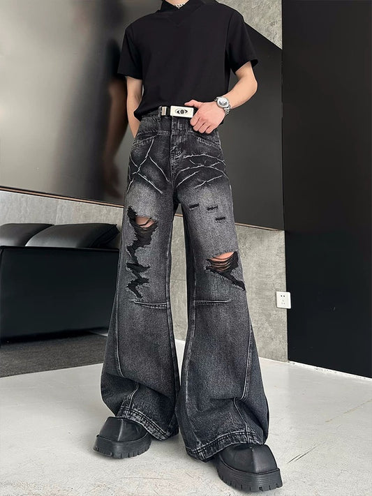 ストリートダメージフレアデニムパンツ bt2155