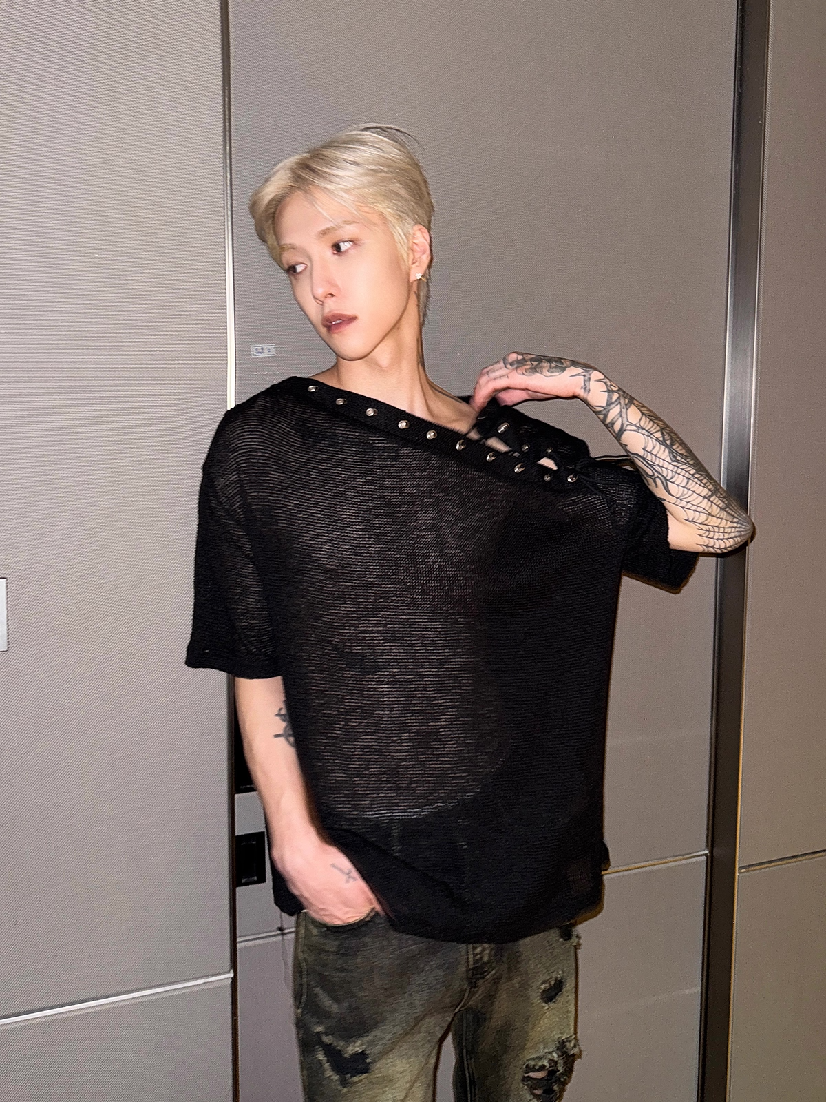 ショルダーレースアップコリアンカットソー bt2151