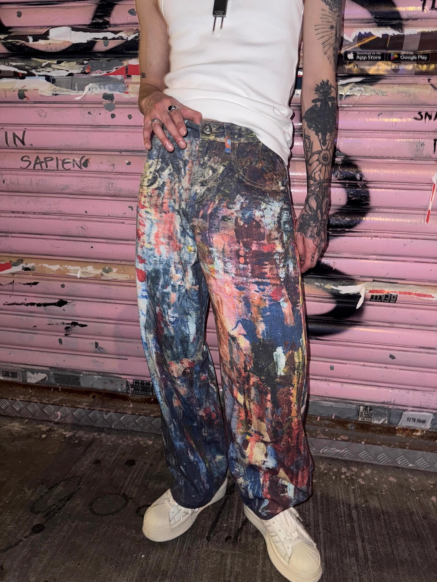 ストリートペイントデニムパンツ bt2154