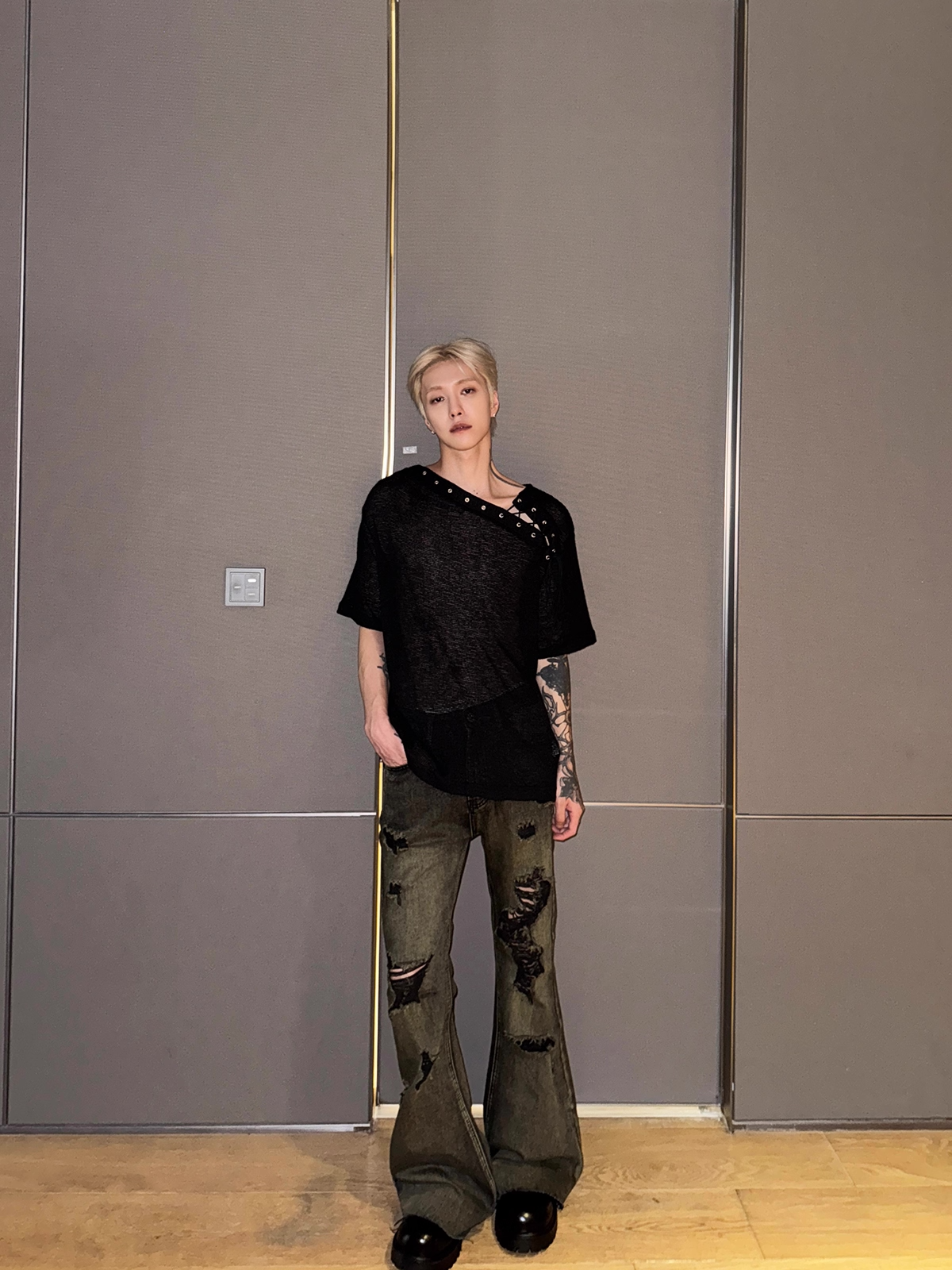 ショルダーレースアップコリアンカットソー bt2151