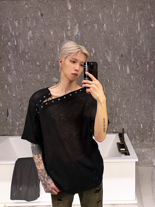 ショルダーレースアップコリアンカットソー bt2151