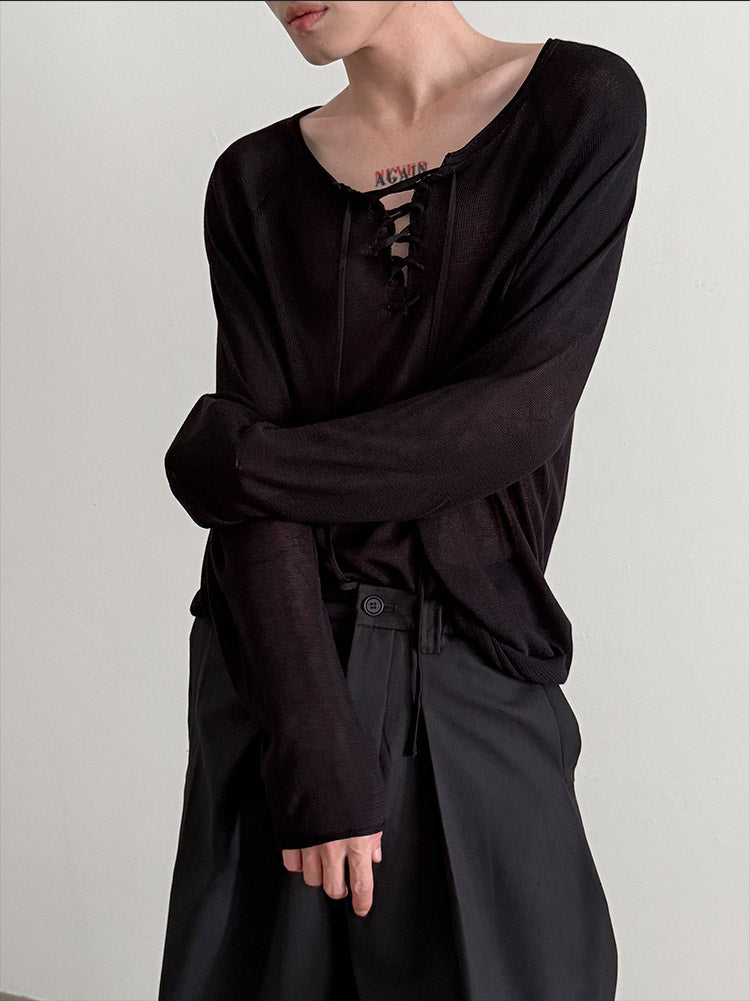 レースアップルーズカットソー bt2164