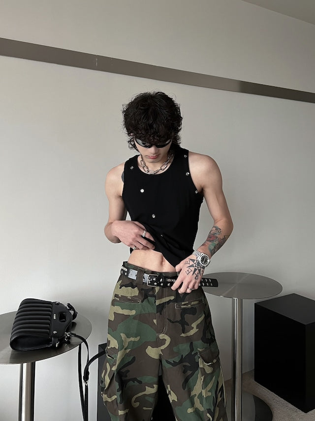 アシンメトリースナップデザインタンクトップ bt2038