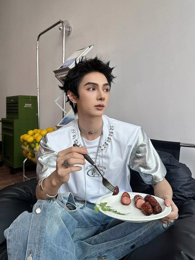 メタリッククロコスリーブTシャツ bt2125