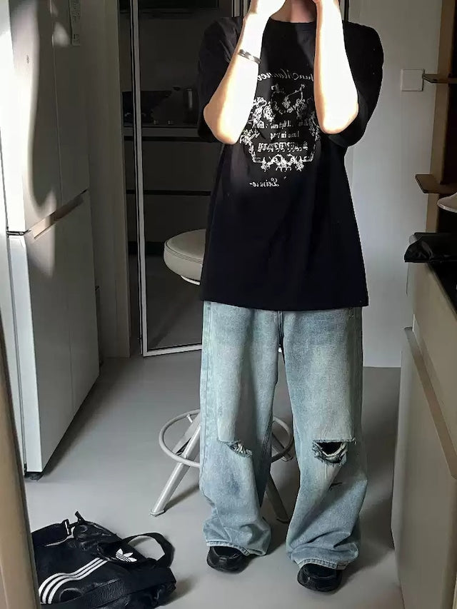 ダメージルーズデニムパンツ bt2116