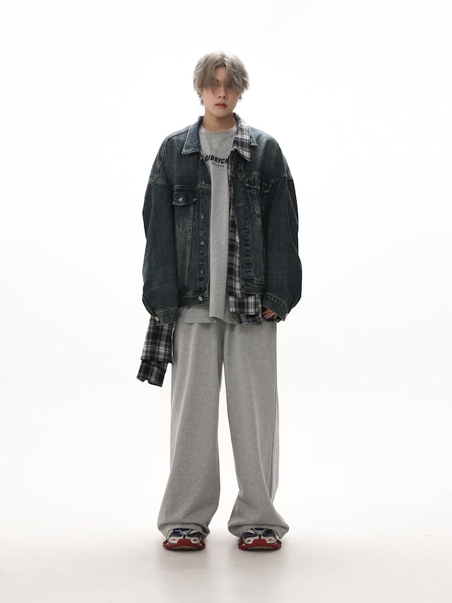 チェックデニムストリートジャケット bt2014