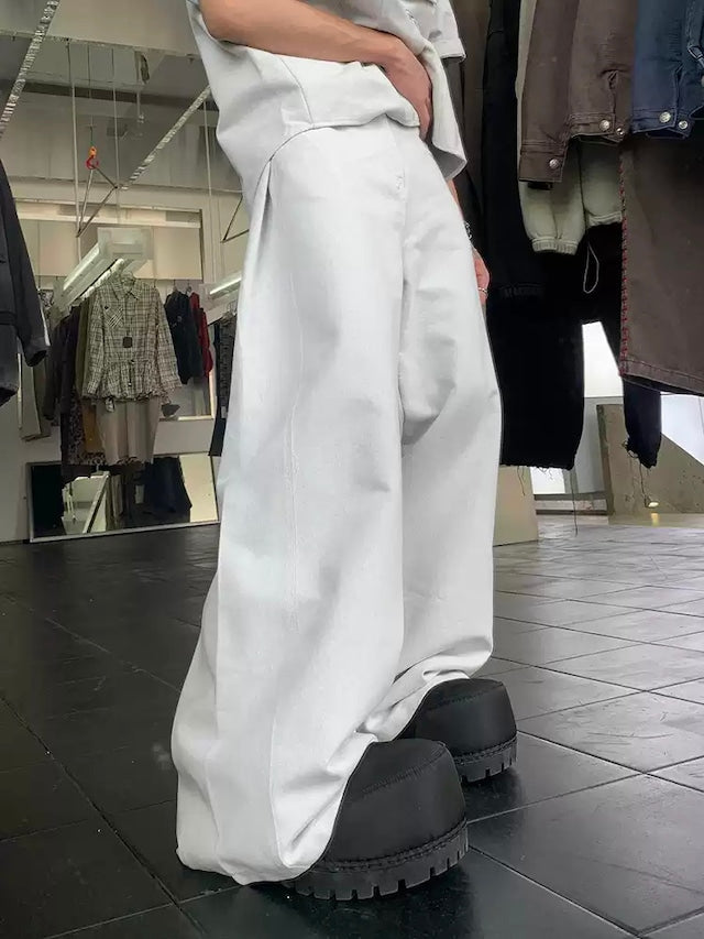 ハイウエストフレアルーズホワイトデニムパンツ bt2102