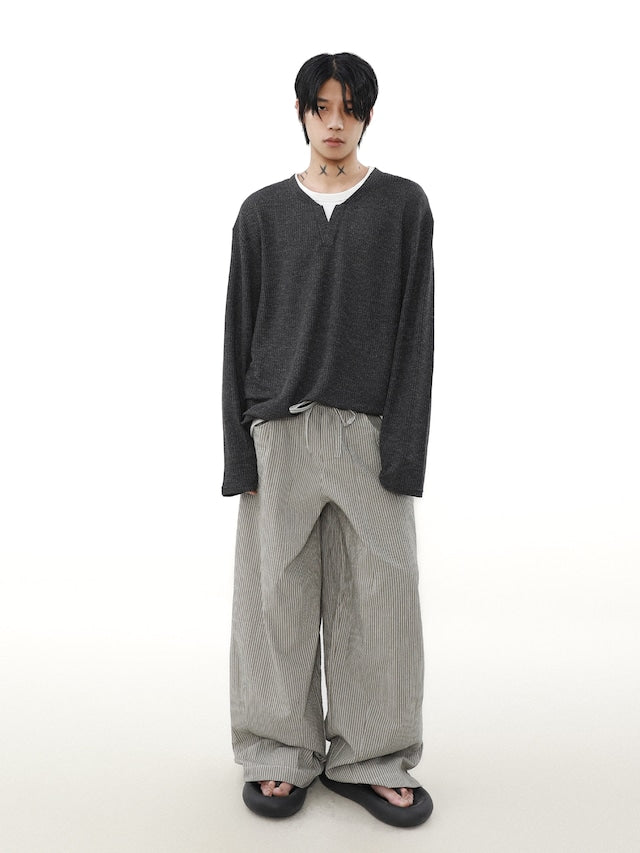 レイヤードネックルーズトップス bt2033