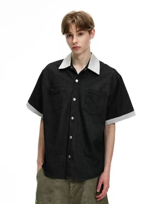 バイカラーコリアンストリートシャツ bt2137