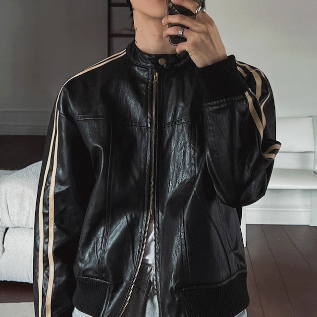 ジップアップハイネックレザージャケット bt2036