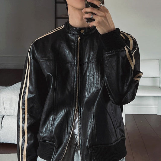ジップアップハイネックレザージャケット bt2036