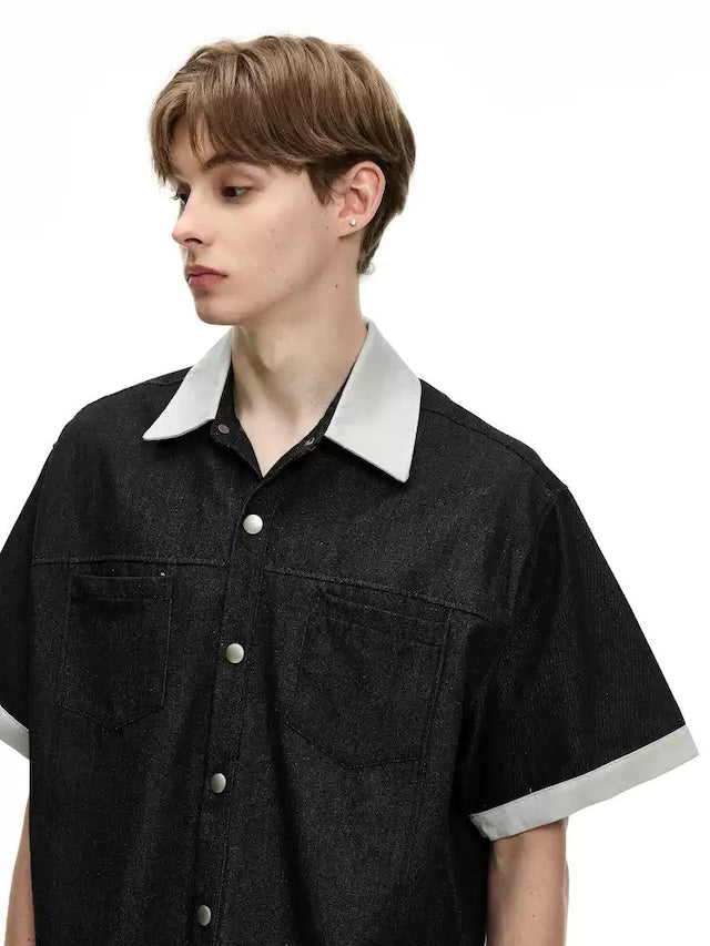 バイカラーコリアンストリートシャツ bt2137