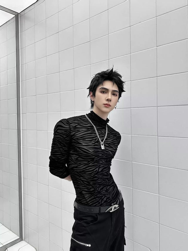 シースルーゼブラデザイントップス bt2132