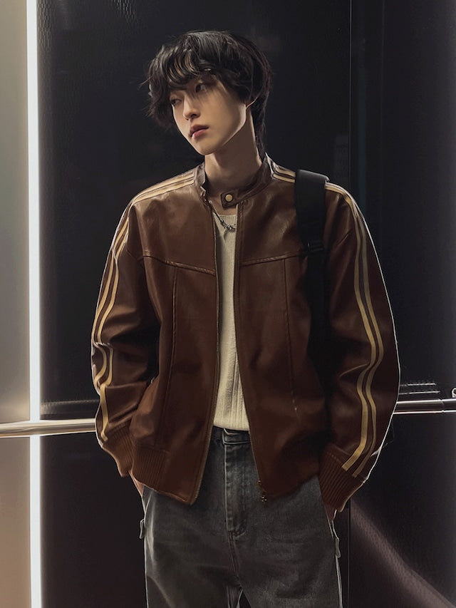 ジップアップハイネックレザージャケット bt2036