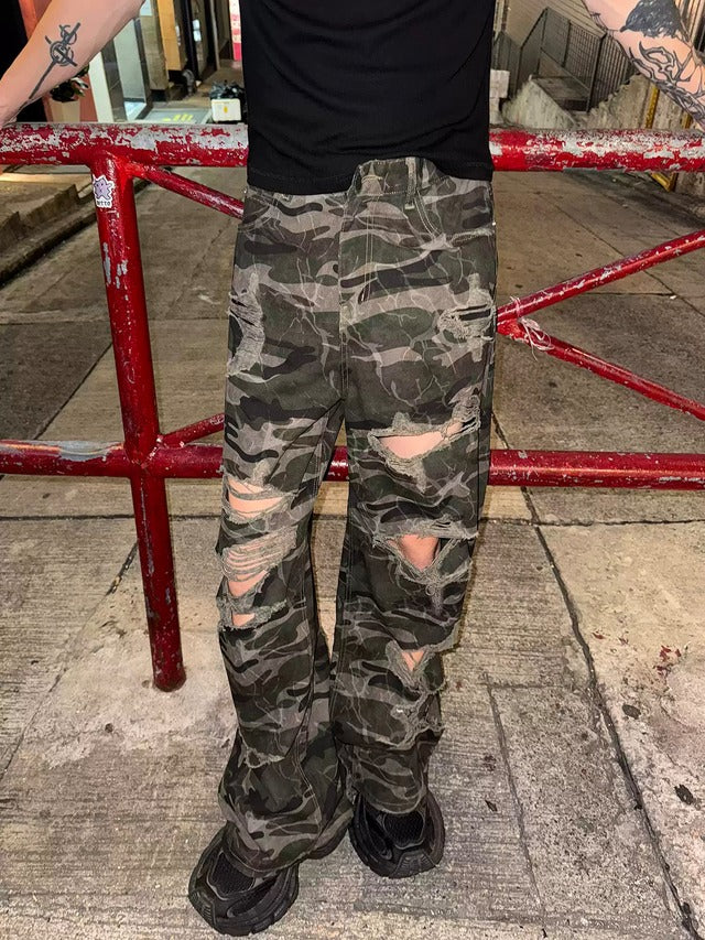 カモフラージュダメージデザインパンツ bt2157