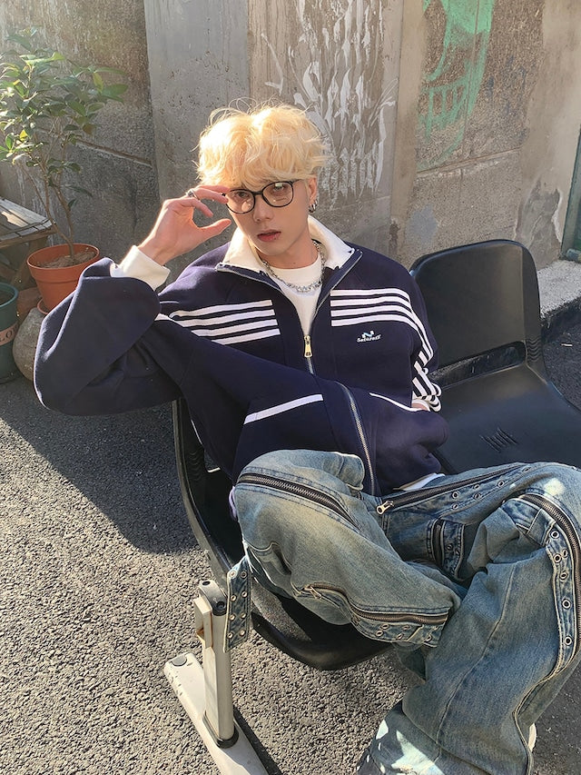 ストライプストリートジップアップトップス bt2026